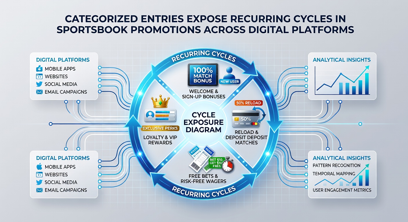 Charts and graphs illustrating recurring promotion cycles from categorized sportsbook data entries