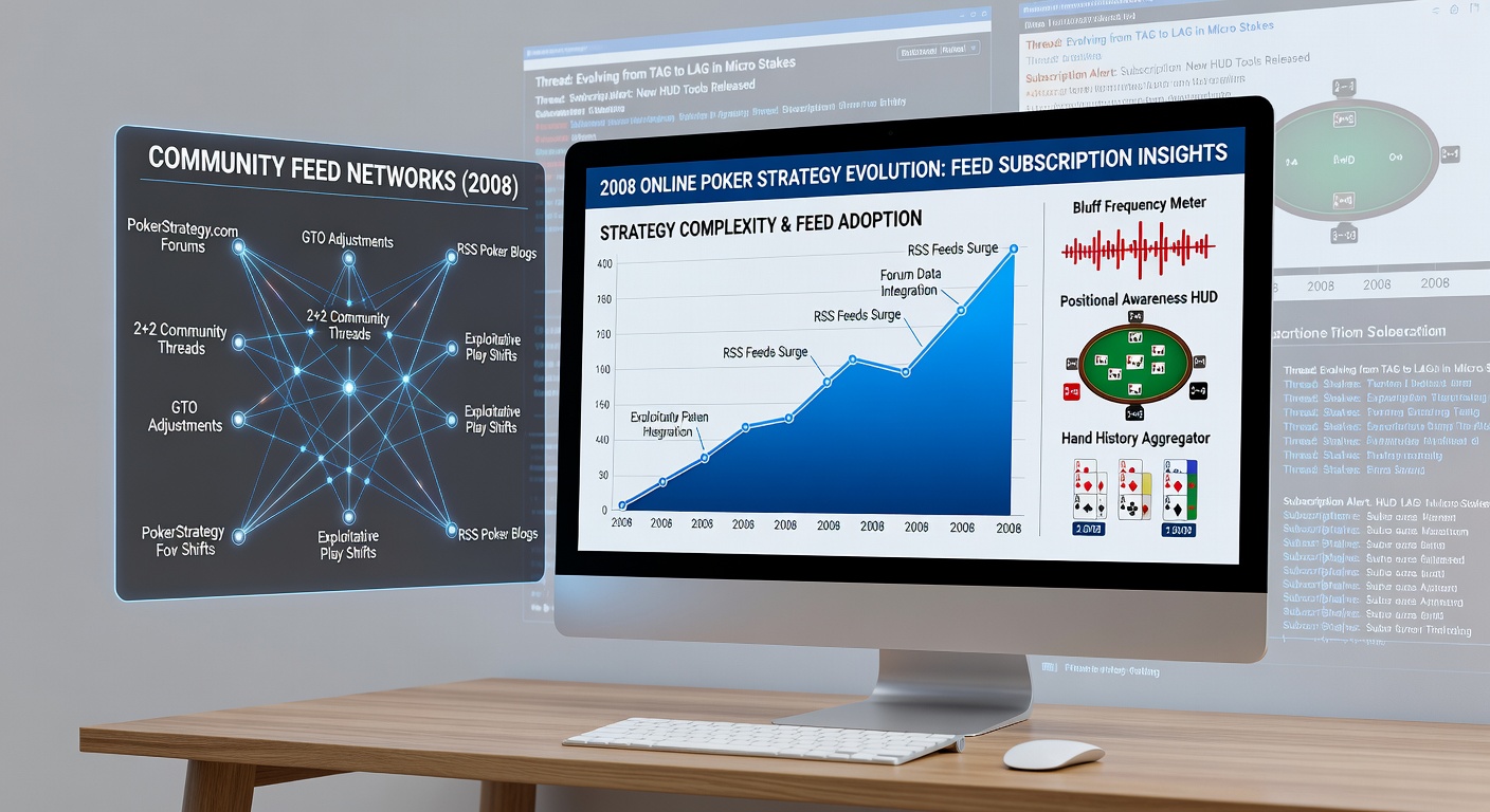 Timeline graphic showing 2008 poker strategy changes tracked via feed subscriptions