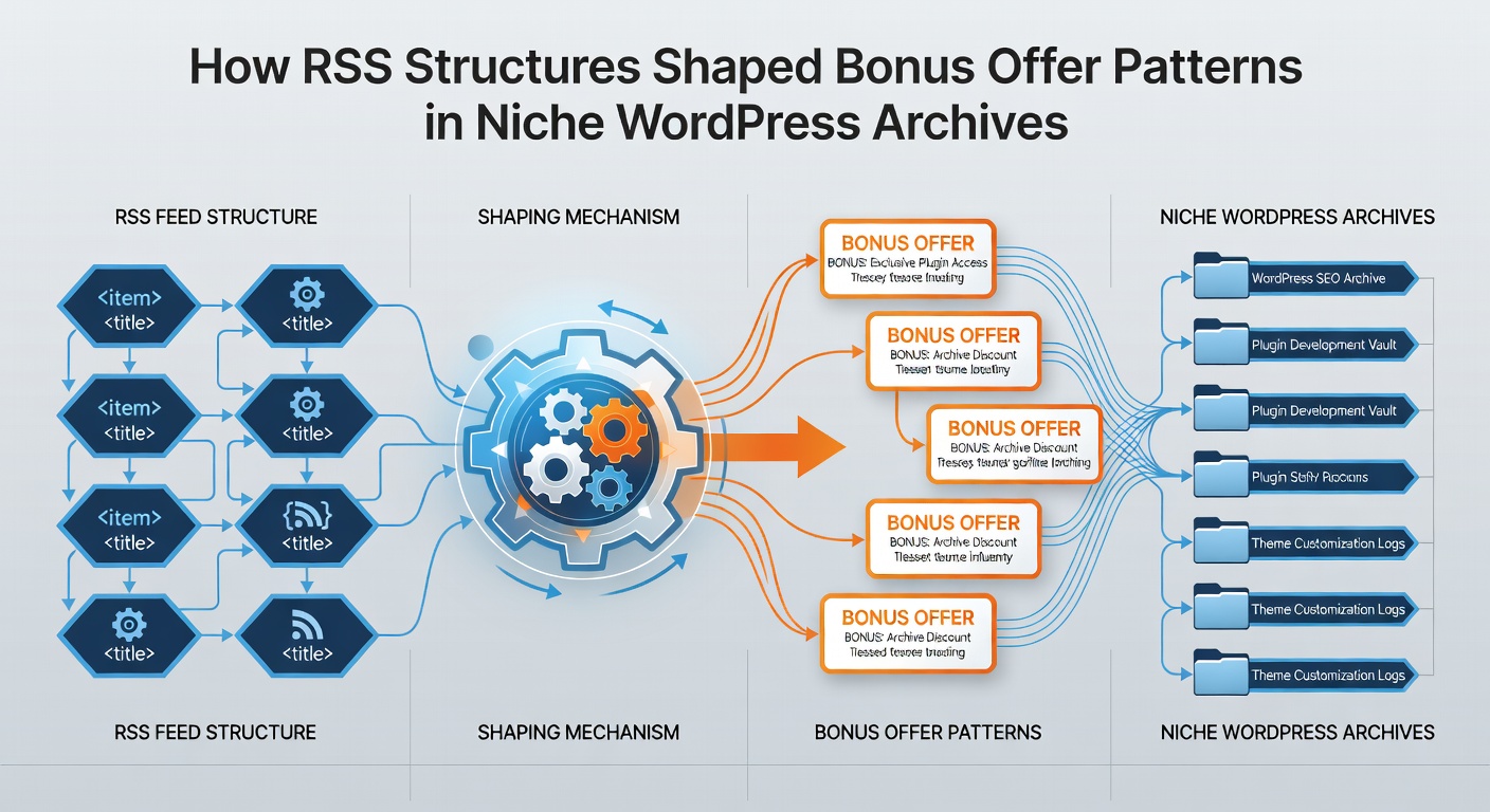 Screenshot of archived WordPress posts displaying patterned bonus offers organized via RSS metadata