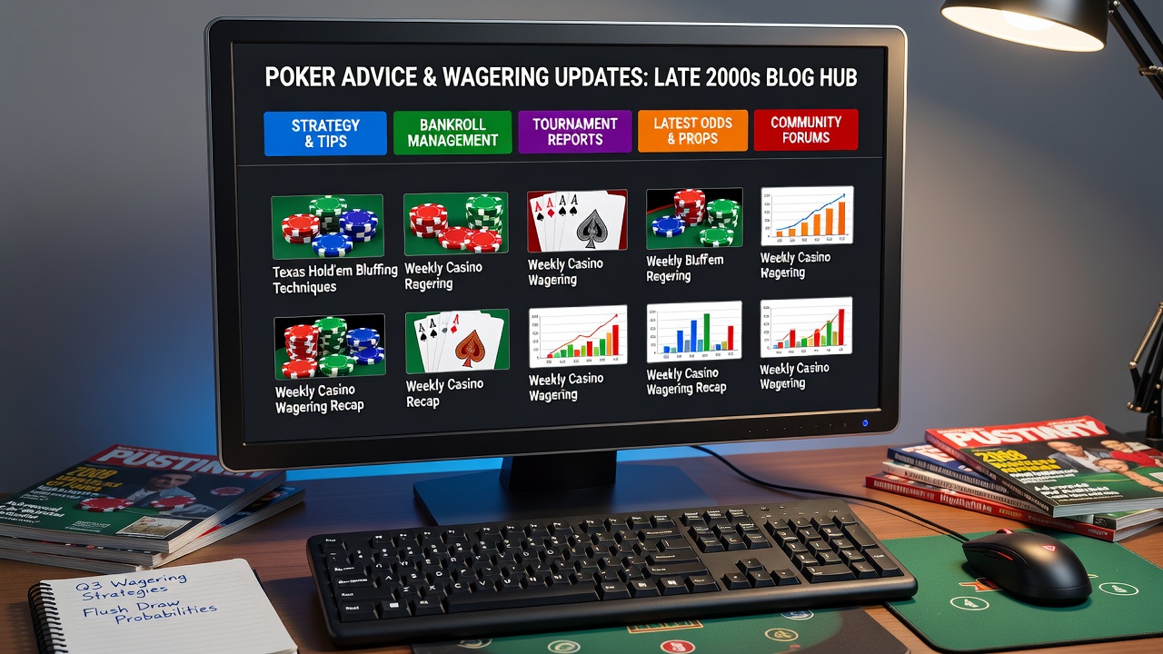 Example of late 2000s poker blog homepage showing structured category navigation for advice and updates