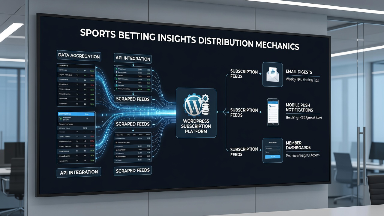WordPress dashboard showing subscription feed setup for sports betting content